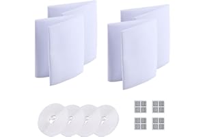 MOLHEM 4 Pack Fly Screens for Windows, DIY Self-Adhesive Window Screen Mesh (130 x 150 cm) with 4 Rolls Self-Adhesive Tapes,Can Be Cut and Fit Without Drilling Keep Bugs/Flys/Mosquitoes Out(White)