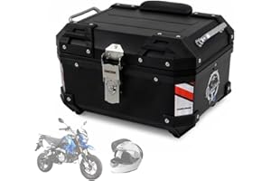 FouncY Rollerkoffer Motorradkoffer Top Case Motorcycle - Aluminium Motorrad Topcase Wasserdicht 23L 28L Gepäckträger Koffer Helmkoffer - Schwarz/Silber/WeiB (Color : Schwarz, Size : 23L)