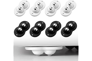 FDKJOK Self Adhesive Castor Wheels,8 PCS Small Castor Wheels Mini Swivel Casters Wheels Stick On Castors Pulley Rollers for Kitchen Appliances Small Furniture Trash Can Box(White, Black)