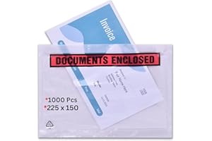 GENERIC 1000 x A5 Printed Document Enclosed Wallet (225 x 165 mm) | Peel & Seal Clear Plastic Envelopes/Sleeves/Pockets/Wallets | Attach Invoices, Packing Lists & Delivery Notes to Parcels