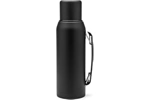 BALIBETOV Termo para Mate – 1 Litro – Aislado al Vacío con Doble Pared de Acero Inoxidable – Libre de BPA – Diseñado Especialmente para Cebar Mate (NEGRO)