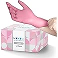 Disposable Pink Nitrile Gloves Medium, 50 Pack -Powder and Latex Free Gloves