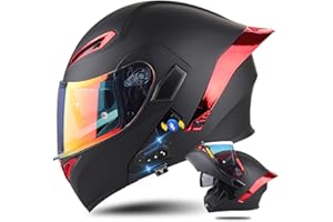 DIRERTYS Bluetooth Cascos Modulares de Moto, Casco Abatible ECE Homologado, Casco Modular Integrado con Visera Solar Doble Antivaho y Forro Extraíble,Casco Cola Grande para Hombres Mujeres