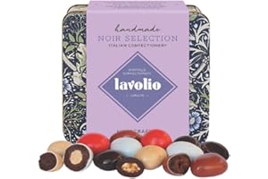 Lavolio Noir Selection Boîte cadeau pour confiserie (175 g) – Fait main – Noix, fruits et bonbons, chocolats italiens, cadeau parfait pour elle ou lui.