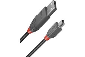 Lindy 1m USB 2.0 Type A to Mini-B Cable, Anthra Line, Pro Range, Gold Plated Contacts, Double Shielded, Durable, Flexible Pro Cable, Cameras, Hard Drives, GPS, Game Controllers, Music Equipment etc.