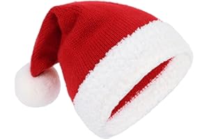 PONCEAU Weihnachtsmütze für Baby Nikolausmütze Kleinkind Rot Warm Gestrickte weihnachtsmann für Kinder Santa Mütze für Familie Weihnachten für 0-4 Jahre alte Unisex-Babys