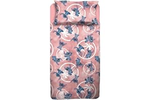 HERMET Disney, Stich Rosa, Completo Lenzuola Letto Singolo Una Piazza In Flanella di Puro Cotone Completo Lenzuolo Sopra + Sotto con Angoli + Federa