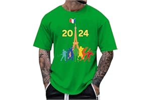 GENERIC JYSJUN T-Shirt pour Homme Imprimé Mascotte 2024 Jeux Olympiques Paris à Manches Courtes Col Rond Casual Tee Shirt Décontracté Mode Léger Sportswear Chemisier Hauts Été Chemise Manches Courtes Homme