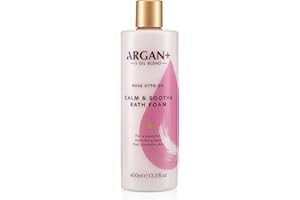 ARGAN+ 5 OIL BLEND Argan+ Calm & Soothe Bath Foam, Rose Otto Oil Vegan Bubble Bath, 400ml