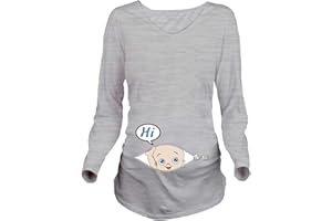 Q.KIM Donna Maglietta Premaman Senza Maniche/Maniche Corte/Maniche Lunghe T-Shirt Divertente Neonato - Hi Serie