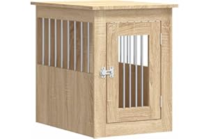 vidaXL Meuble de Cage pour Chiens, Niche pour Chiens avec Porte Verrouillable, Maison pour Chien, Table d'Appoint, Chêne Sonoma Bois d'Ingénierie