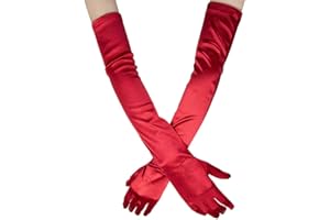 Ksnnrsng Gants Longs Élastiques de Femme pour Mariage Soirée Mariage Satin Accessoire de Robe Année 1920s Style gants charleston Classique pour Mariage Soirée Opéra Taille Élastique