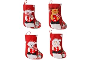 AstarFavor 4 Piezas Medias Navideñas, Calcetines para árboles de Navidad, Bolsa de Regalo,Calcetines de Papá Noel para Decoración de Fiestas Navideñas
