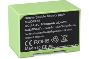 HUBEI 4624864 ABL-D1 i7 Remplacement de la Batterie pour Roomba e and i Series i7+ 7150 7550 i3 3150 i3+ 3550 i4 4150 i4+ Lithium ION Battery Extended Life (14.4V 37.4Wh)