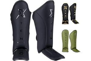 XTEN SPORTS X TEN Sports Premium Martial Arts Shin Guards - muay thai shin guards to enhance performance kickboxing shin guards flawless MMA Shin Guards Lightweight muay thai shin pads for any intense training