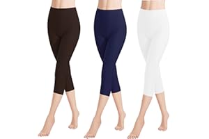 Libella 1/3er Pack Damen Leggings 3/4 Hose aus Baumwolle Capri-Hose mit Hohe Taille bunt Slim Fit Fitnesshose Mehrfarbig 4161 VA