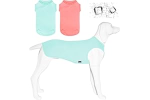 Kickred 2 Pack Hundeshirts, schnell trocknende leichte Hunde-T-Shirts ärmellose Weste, atmungsaktiv Haustier Kleidung Tank Top für große mittlere kleine Hunde (Hellblau+Bonbonrosa, XXL)