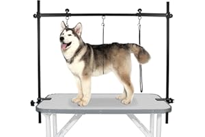 LEIBOU Dog Grooming Arm H-Shape Pet Dog Grooming Table Arm con 3 cappi e Morsetti per Cani e Gatti Heavy Duty Alloy Frame con 35,4" Altezza Regolabile And 36,2" ~ 50" Larghezza Regolabile