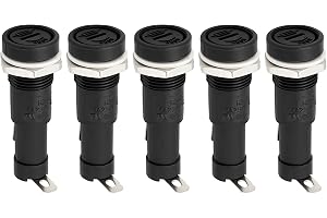 VGOL 5 st panelmonterade säkringshållare kompatibel med 6,3 x 30 mm säkringar 15 A 250 V AC säkringshållare uttag för säkerhe