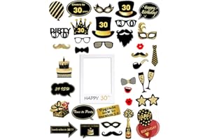 30 Geburtstag Party Foto Booth Props, Amycute Fotorequisiten Party Foto Booth Requisiten DIY Kit Photobooth Requisiten für Hochzeit, Reunion, Geburtstage, Prop Dress-up, Zubehör und Party Favors.