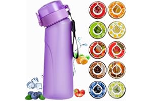 PUTEXTILE Borraccia 2.0 con 1 cialde aromatizzate, set starter up da 650 ml, senza BPA, con cialde aromatiche profumate, tazza per zucchero e acqua per regalo (viola opaco + 1 capsula casuale)