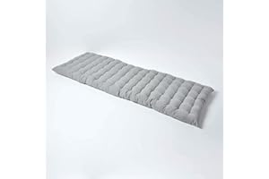 HOMESCAPES Coussin pour Banc de Jardin, Matelas de Sol, Coussin pour Banquette extérieure 3 Places, Coton - 143 x 48 x 5 cm - Gris