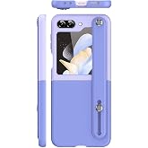 Microcase Samsung Galaxy Z Flip 7 FE/Z Flip 6 Parmak Tutuculu Deri Desen Plastik Kılıf - AL3151 (Lacivert)