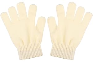 VORCOOL Kinderhandschuhe Herbst- und Wintermodelle gestrickt Volltonfarbe fünf Finger warme Handschuhe 4-12 Jahre alt (weiß)