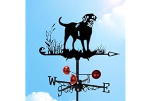BLYEMICHDI Weather Vane,Stainless Steel Animal Weather Vanes for Outside,Black Weather Vane Hollow Wind Direction Indicator for Garden Roof Paddock,Vane Metal Wind Spinners for Outdoor Decor(Labrador)