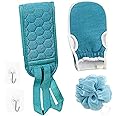 Niralasa Exfoliating Back Scrubber for Shower, Bath Scrub Loofah Sponge, Gloves Mitt for Body Exfoliation, 3 Pcs Bathroom Accessories Back Brush Washer Exfoliator for Men and Women(