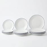 SANTA CLARA | Complete Tableware 12 Pieces Opal Glass for 4 People, Microwave and Dishwasher Safe, Blue Amalfi Dinnerware Dec