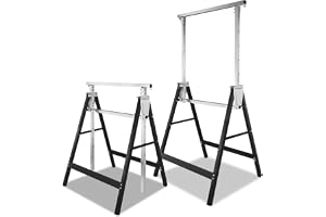 Monucep Teleskoparbetsbock, set om 2, höjdjusterbar, 80–130 cm, 200 kg, hopfällbar, vikbar och halkfri, ställningsbock för målningsarbeten, bygg, trädgård och verkstad