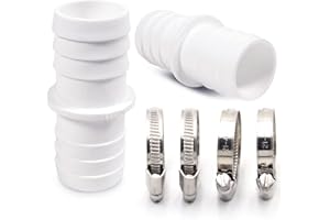 HOECMRHP 2er Schlauchverbinder Schlauchtülle Set Ø 38 / 38mm - 1 1/2 Zoll Norma Pool-Schlauchadapter - Doppelschlauchtülle mit Universal Edelstahl Schlauchschellen (2X 38mm Set)