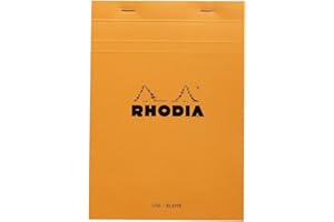 RHODIA 16000C - Stapled Notepad N°16 Orange - A5 - 80 Detachable Sheets - Plain White Clairefontaine Paper 80 g/m - Soft, Resistant and Waterproof Coated Card Cover - Basics