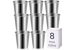 SOMLAW Tazza in Acciaio Inox - 500 ml Tazze in Metallo Riutilizzabile - Bicchieri Impilabili - Campeggio, Escursionismo, Attività all'aperto, Ppartito - Tazzine Espresso In Acciaio Inox per Caffè Birra