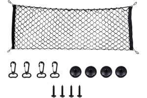 LENPESTIA Rete di Carico Rete Portaoggetti 90 x 40cm Rete Portaoggetti Auto Rete Elastica Auto con 4 Ganci per Truck, Van,SUV, Campeggio, Bagagliaio di Tronco di Auto,Universale