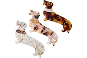 Goldyida 3 sztuki spinek do włosów dla jamników, dla jamników, zwierzęcych spinek do włosów, jamnik, octan, zwierzęta, spinki do włosów, dla kobiet i dziewcząt