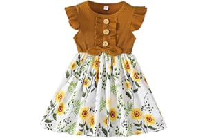 imKutie Toddle Girls Dress, Baby Girl Ruffle Sleeve Floral Dresses Holiday Photography Casual Dress for Age 1-8 Years