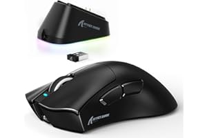 ATTACK SHARK V3PRO Ratón Gaming Inalámbrico con Base Carga Magnética, PixArt PAW3311, hasta 25000 dpi, BT/2.4GHz/Alámbrico, 100M Clics, 500mAh, 65g Ultra-Ligero para Win11/Xbox/PS/Mac - Negro