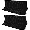 FALARY 12 Pairs Black Mens Socks, Plain Socks for Men - Cotton Socks Men Women Comfortable Suitable for Work & Casual Wear - Breathable, Stain Resistant, Durable Men's Smart Dress Socks