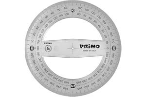 Morocolor PRIMO, Goniometro 360° 12 cm, Color grigio fumé, Antiriflesso, Stabile e resistente, Lettura facilitata, Alta precisione, Ideale per il disegno tecnico