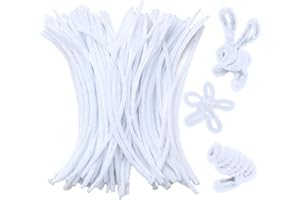 RSXING Pipe Cleaners for Craft 100PCS Chenille Stems 30cm x 6mm Flexible Crafting Pipe Cleaners DIY Arts & Crafts Decoration (White)