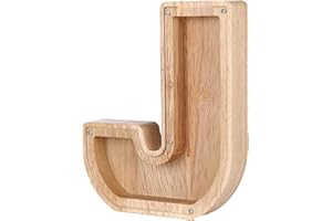 ANTTYSCAR Buchstabe Spardose Buchstabe Holz Groß, A-Z Buchstaben Spardose Hölzerne Sparbüchsen Alphabet Münze Bank Münze Geld Bank für Erwachsene Kinde（J）