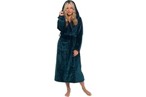Slumber Hut Ladies Fleece Dressing Gown Long Length Hooded or Shawl | Luxury Womens Robe Velvet Softness | Snuggle Winter Warm Housecoat