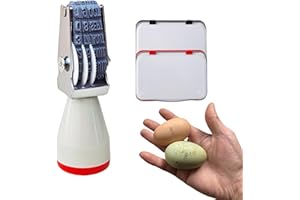 Homvik Kit de Marquage d'Œufs, Tampon Dateur, 2 Tampons Encreurs Rouge et Noir, Caoutchouc 4mm, Disponible Pour Les œUfs De Poule/Duck Et Diverses éTiquettes De Papier (Blanc)