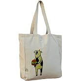 Nulu Bez &Ccedil;anta Burger İnek, Kanvas Alışveriş &Ccedil;antası, 35x40x10 cm, Sarı Baskılı, Krem Renk,%100 Pamuk, Omuz Askılı, G&uuml;nl&uuml;k Ku