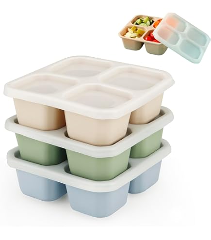 Surflyee 4 stuks snackboxen met vakken, snackbox voor kinderen en volwassenen, 4 vakken, bento box, veilige magnetron, herbruikbaar