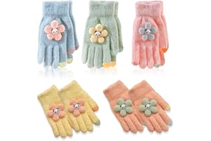 LSOJFE Warme Strickhandschuhe Kinder,Süße Handschuhe Kinder,Handschuhe Kinder Stretch,Winter Warme Strickhandschuhe,Vollfinger Handschuhe,Fingerhandschuhe Kinder Winter,Warme Handschuhe Kinde