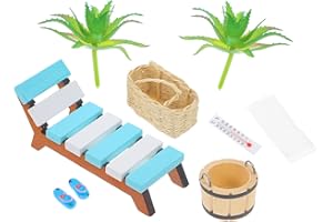 JOINPAYA Miniatur Deko Strandbar Strandkorb: Mini-Stranddekorationen Strand Deko Miniatur Set für DIY Garten Puppenhaus Dekoration