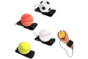 SHSHbuy 4 PCS Balle de Retour Poignet,Ø 6cm Balle avec Elastique Poignet Balles Rebondissantes Balle Rebond en Caoutchouc Bracelet pour Exercice ou Jouer pour Enfants Adultes
